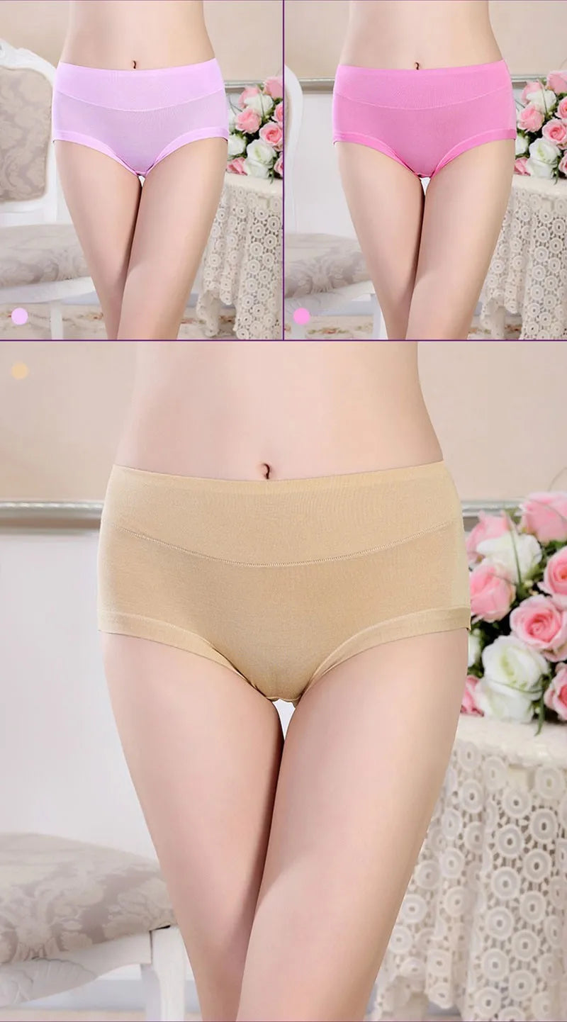 3 Pieces/Set Bamboo Fiber Women Panties Big Size Comfort Breathable Antibacterial Underwear Female Briefs