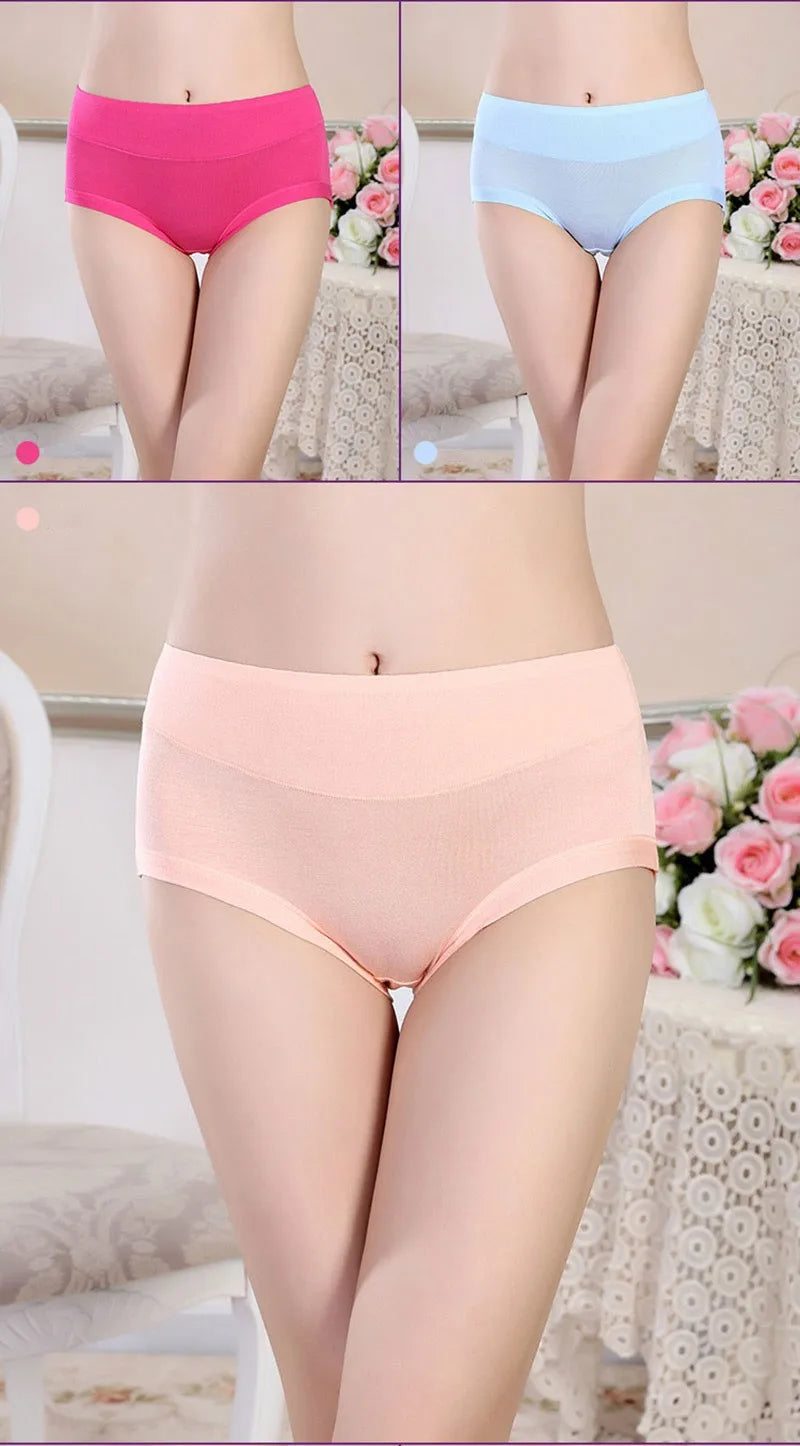 3 Pieces/Set Bamboo Fiber Women Panties Big Size Comfort Breathable Antibacterial Underwear Female Briefs