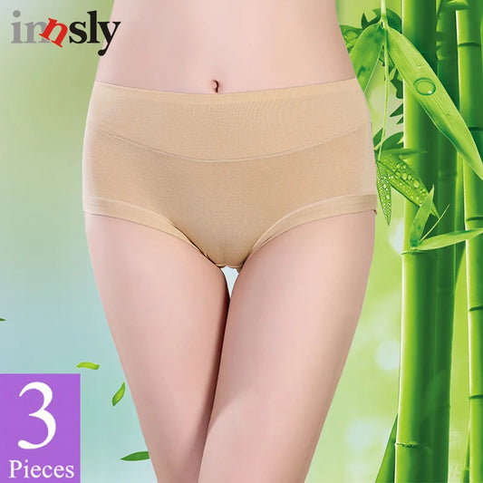 3 Pieces/Set Bamboo Fiber Women Panties Big Size Comfort Breathable Antibacterial Underwear Female Briefs